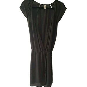 MAISON Scotch Soda Womens Top Lagenlook Sheer Brown Tie Waist Wrap Sz 2 (M)